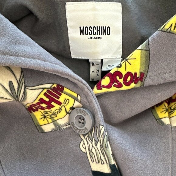 Moschino Jeans Vintage Gray Candy Wrapper Print Pattern Blazer Jacket Fitted 6 - Picture 7 of 7